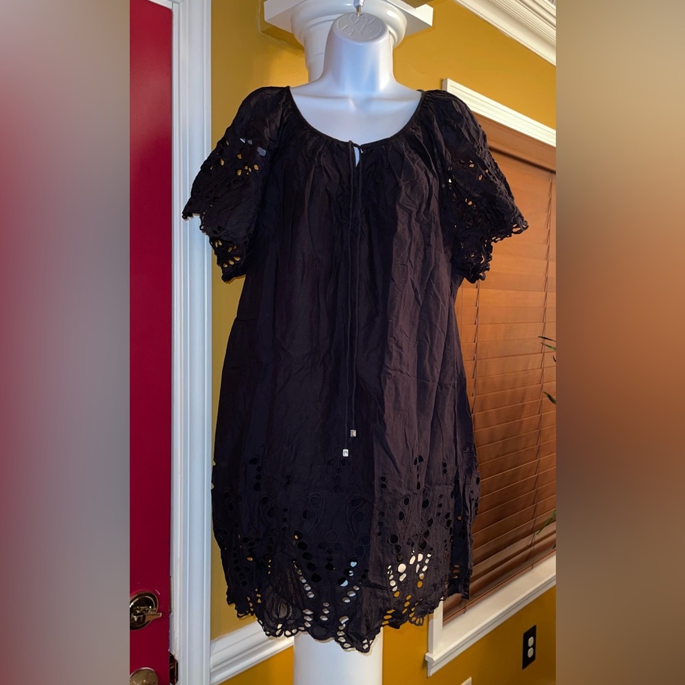 Elegant Black Eyelet Dress